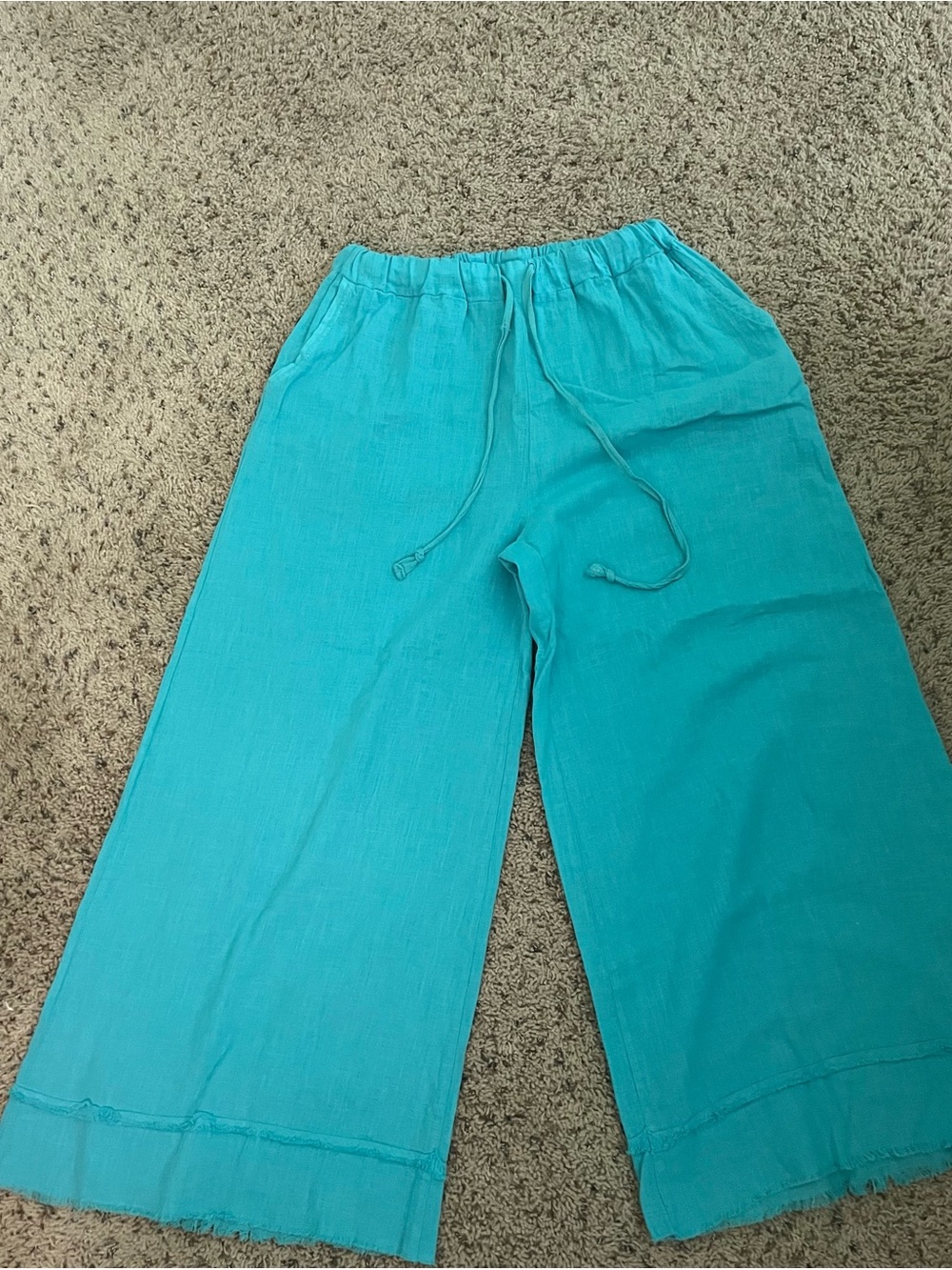 Women’s Wide-Leg Drawstring Pants - Turquoise